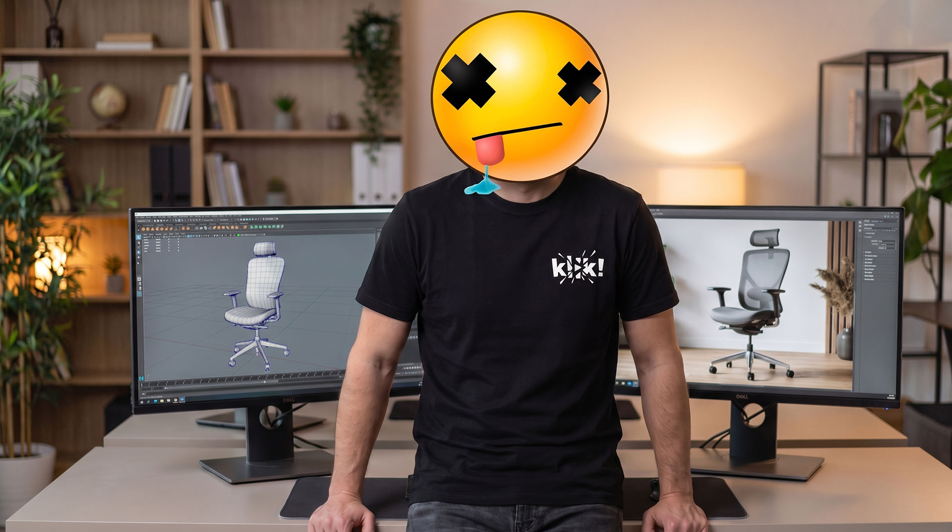 klik!-studion tekijä työpisteellään